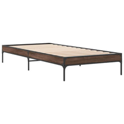 vidaXL Bed Frame Home Bed Base Mattress Foundation Engineered Wood and Metal - brown oak, 100 x 200 cm
