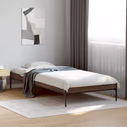 vidaXL Bed Frame Home Bed Base Mattress Foundation Engineered Wood and Metal - brown oak, 100 x 200 cm