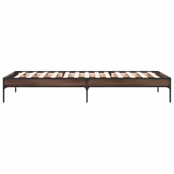 vidaXL Bed Frame Home Bed Base Mattress Foundation Engineered Wood and Metal - brown oak, 100 x 200 cm - Additional view 4