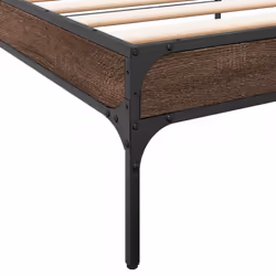 vidaXL Bed Frame Home Bed Base Mattress Foundation Engineered Wood and Metal - brown oak, 100 x 200 cm - Additional view 6