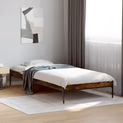 vidaXL Bed Frame Home Bed Base Mattress Foundation Engineered Wood and Metal - smoked oak, 90 x 200 cm - Additional view 2