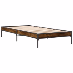 vidaXL Bed Frame Home Bed Base Mattress Foundation Engineered Wood and Metal - smoked oak, 90 x 200 cm - Additional view 5