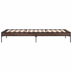 vidaXL Bed Frame Home Bed Base Mattress Foundation Engineered Wood and Metal - brown oak, 90 x 200 cm/ 30 cm - Additional view 4