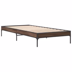 vidaXL Bed Frame Home Bed Base Mattress Foundation Engineered Wood and Metal - brown oak, 90 x 200 cm/ 30 cm - Additional view 5