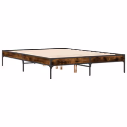 vidaXL Bed Frame Home Bed Base Mattress Foundation Engineered Wood and Metal - smoked oak, 140 x 190 cm