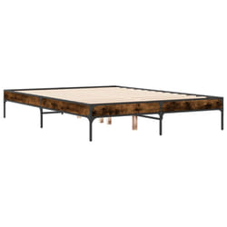 vidaXL Bed Frame Home Bed Base Mattress Foundation Engineered Wood and Metal - smoked oak, 140 x 190 cm