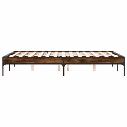 vidaXL Bed Frame Home Bed Base Mattress Foundation Engineered Wood and Metal - smoked oak, 135 x 190 cm - Additional view 4