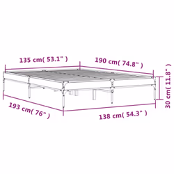 vidaXL Bed Frame Home Bed Base Mattress Foundation Engineered Wood and Metal - grey sonoma, 135 x 190 cm - Additional view 8