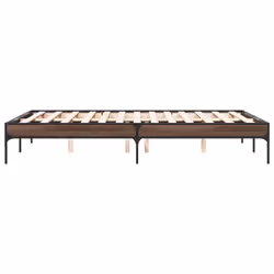 vidaXL Bed Frame Home Bed Base Mattress Foundation Engineered Wood and Metal - brown oak, 135 x 190 cm - Additional view 4