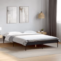 vidaXL Bed Frame Home Bed Base Mattress Foundation Engineered Wood and Metal - black, 120 x 190 cm