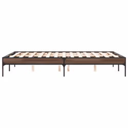 vidaXL Bed Frame Home Bed Base Mattress Foundation Engineered Wood and Metal - brown oak, 120 x 190 cm - Additional view 4