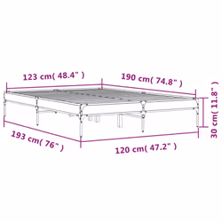 vidaXL Bed Frame Home Bed Base Mattress Foundation Engineered Wood and Metal - brown oak, 120 x 190 cm - Additional view 8