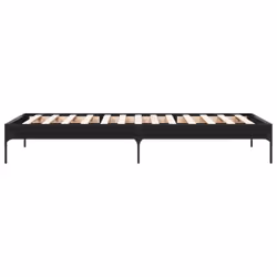 vidaXL Bed Frame Home Bed Base Mattress Foundation Engineered Wood and Metal - black, 90 x 190 cm/ 30 cm - Additional view 4