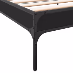 vidaXL Bed Frame Home Bed Base Mattress Foundation Engineered Wood and Metal - black, 90 x 190 cm/ 30 cm - Additional view 6