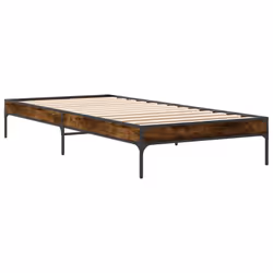 vidaXL Bed Frame Home Bed Base Mattress Foundation Engineered Wood and Metal - smoked oak, 90 x 190 cm - Additional view 5