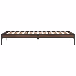vidaXL Bed Frame Home Bed Base Mattress Foundation Engineered Wood and Metal - brown oak, 90 x 190 cm/ 30 cm - Additional view 4