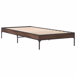 vidaXL Bed Frame Home Bed Base Mattress Foundation Engineered Wood and Metal - brown oak, 90 x 190 cm/ 30 cm - Additional view 5