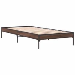 vidaXL Bed Frame Home Bed Base Mattress Foundation Engineered Wood and Metal - brown oak, 75 x 190 cm