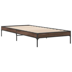 vidaXL Bed Frame Home Bed Base Mattress Foundation Engineered Wood and Metal - brown oak, 75 x 190 cm