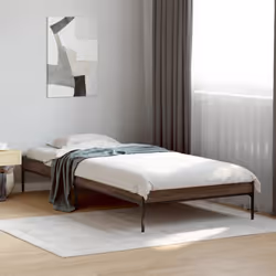 vidaXL Bed Frame Home Bed Base Mattress Foundation Engineered Wood and Metal - brown oak, 75 x 190 cm