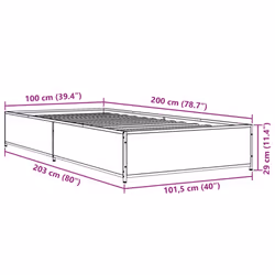 vidaXL Bed Frame Bed Base Sonoma Oak 160x200 cm Engineered Wood and Metal - black, 100 x 200 cm - Additional view 3