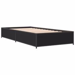 vidaXL Bed Frame Bed Black 180x200 cm Super King Engineered Wood and Metal - black, 90 x 200 cm/ 29 cm