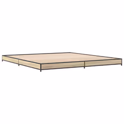 vidaXL Bed Frame Bed Base Sonoma Oak 160x200 cm Engineered Wood and Metal - sonoma oak, 200 x 200 cm
