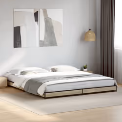 vidaXL Bed Frame Bed Base Sonoma Oak 160x200 cm Engineered Wood and Metal - sonoma oak, 200 x 200 cm