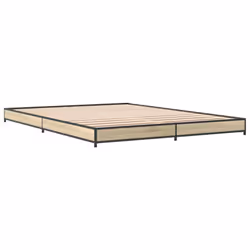 vidaXL Bed Frame Bed Black 180x200 cm Super King Engineered Wood and Metal - sonoma oak, 120 x 200 cm/ 14.5 cm