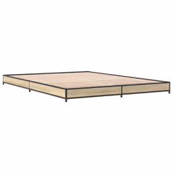 vidaXL Bed Frame Bed Black 180x200 cm Super King Engineered Wood and Metal - sonoma oak, 120 x 200 cm/ 14.5 cm - Additional view 5