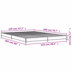 vidaXL Bed Frame Bed Black 180x200 cm Super King Engineered Wood and Metal - grey sonoma, 120 x 200 cm/ 14.5 cm - Additional view 8
