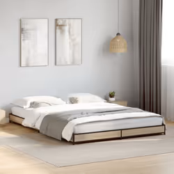 vidaXL Bed Frame Bed Base Sonoma Oak 160x200 cm Engineered Wood and Metal - sonoma oak, 135 x 190 cm