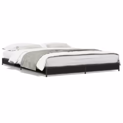 vidaXL Bed Frame Bed Black 120x190 cm Small Double Engineered Wood and Metal - black