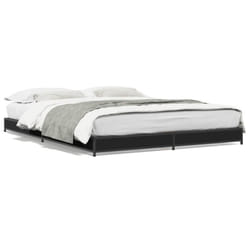 vidaXL Bed Frame Bed Black 120x190 cm Small Double Engineered Wood and Metal - black