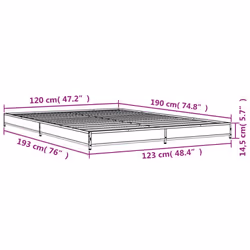 vidaXL Bed Frame Bed Black 120x190 cm Small Double Engineered Wood and Metal - black