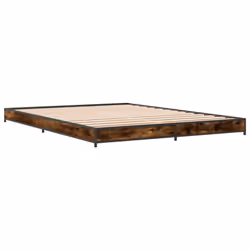 vidaXL Bed Frame Bed Black 180x200 cm Super King Engineered Wood and Metal - smoked oak, 120 x 190 cm/ 14.5 cm