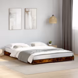 vidaXL Bed Frame Bed Black 180x200 cm Super King Engineered Wood and Metal - smoked oak, 120 x 190 cm/ 14.5 cm