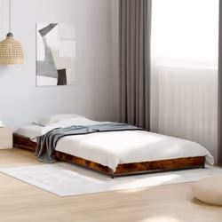 vidaXL Bed Frame Bed Black 180x200 cm Super King Engineered Wood and Metal - smoked oak, 100 x 200 cm/ 14.5 cm - Additional view 2