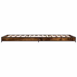 vidaXL Bed Frame Bed Black 180x200 cm Super King Engineered Wood and Metal - smoked oak, 100 x 200 cm/ 14.5 cm - Additional view 4