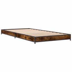 vidaXL Bed Frame Bed Black 180x200 cm Super King Engineered Wood and Metal - smoked oak, 100 x 200 cm/ 14.5 cm - Additional view 5
