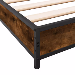 vidaXL Bed Frame Bed Black 180x200 cm Super King Engineered Wood and Metal - smoked oak, 100 x 200 cm/ 14.5 cm - Additional view 6