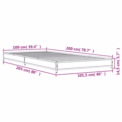 vidaXL Bed Frame Bed Black 180x200 cm Super King Engineered Wood and Metal - smoked oak, 100 x 200 cm/ 14.5 cm - Additional view 8