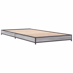 vidaXL Bed Frame Bed Base Sonoma Oak 160x200 cm Engineered Wood and Metal - grey sonoma, 100 x 200 cm