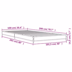 vidaXL Bed Frame Bed Base Sonoma Oak 160x200 cm Engineered Wood and Metal - grey sonoma, 100 x 200 cm