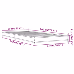 vidaXL Bed Frame Bed Black 180x200 cm Super King Engineered Wood and Metal - brown oak, 90 x 200 cm/ 14.5 cm