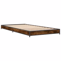 vidaXL Bed Frame Bed Base Sonoma Oak 160x200 cm Engineered Wood and Metal - smoked oak, 90 x 190 cm