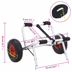 vidaXL Kayak Trolley Foldable Universal Kayak Cart Boat Carrier 45kg Aluminium