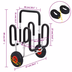 vidaXL 1/2x Kayak Trolleys Aluminium Boat Trailer Canoe Carrier Transport Cart - 67 x 48 x 89 cm
