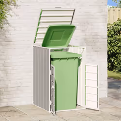 vidaXL Wheelie Bin Storage for Single Bin Garden Store Trash Cover Grey Steel