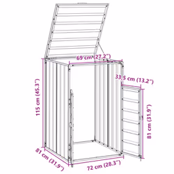 vidaXL Wheelie Bin Storage for Single Bin Garden Store Trash Cover Grey Steel